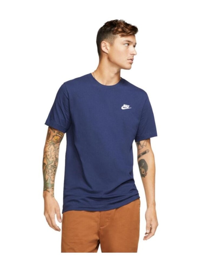 Nike SportSwear, T-Shirt Uomo Con Logo Cucito - Blu, Bianco,