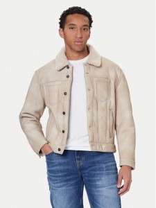 Guess Kurtka z imitacji skóry M5BL0I W2500 Beżowy Regular Fit