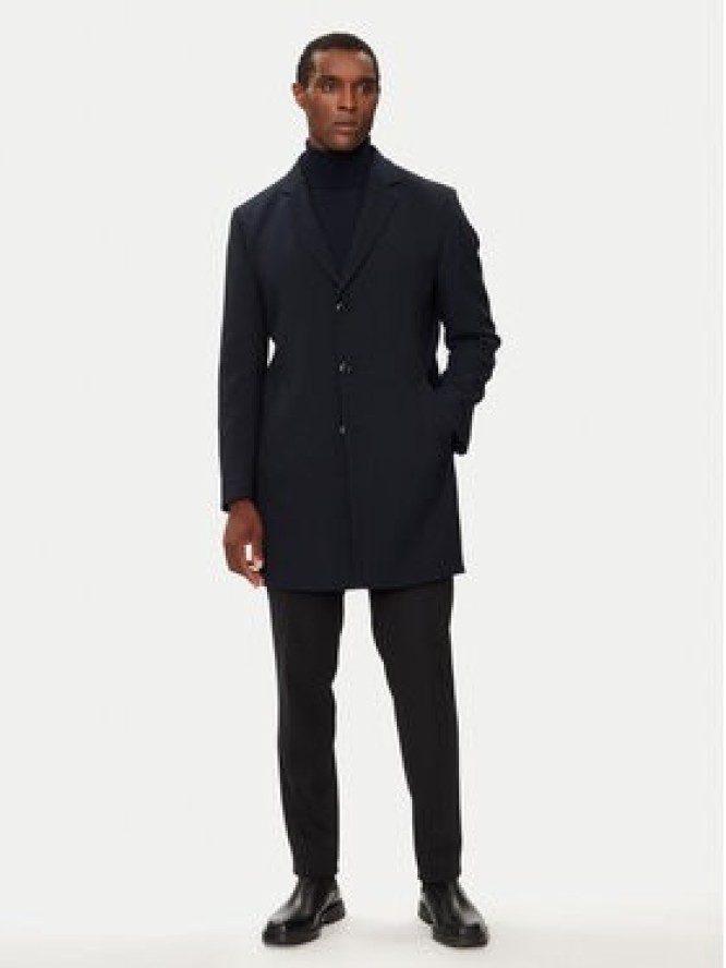 Bugatti Płaszcz wełniany 626228-64084 Granatowy Regular Fit