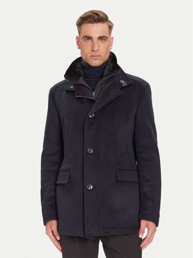 JOOP! Płaszcz wełniany 17 JO-48Gary 30048807 Granatowy Regular Fit