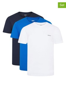 DKNY Koszulki (3 szt.) w kolorze granatowo-biało-niebieskim rozmiar: XL