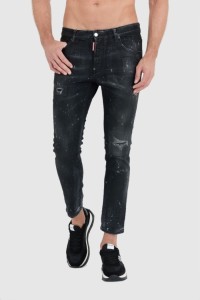 DSQUARED2 Czarne męskie jeansy black ring studs wash skater jeans, Rozmiar 52