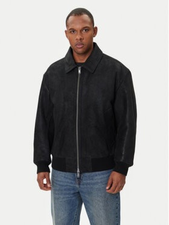 BOSS Kurtka skórzana Jonier 50547567 Czarny Relaxed Fit