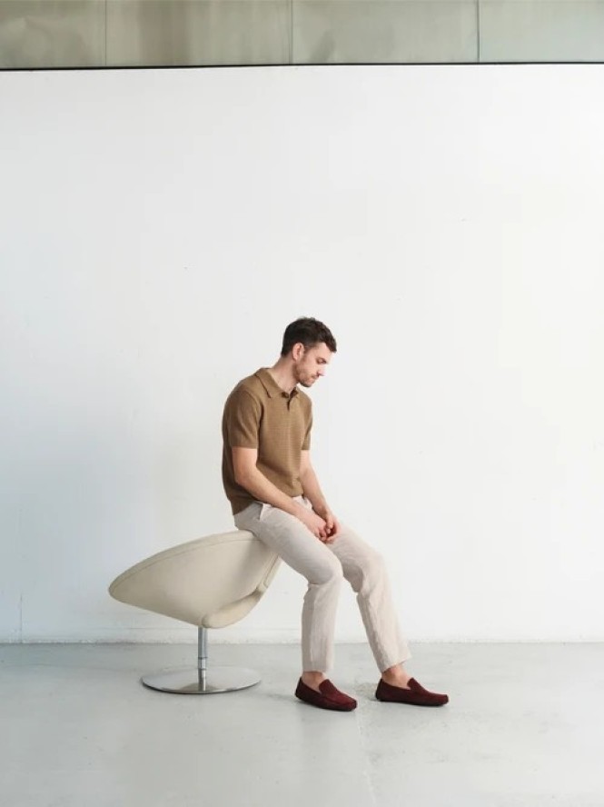 Bordowe mokasyny męskie z weluru