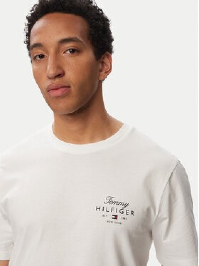 Tommy Hilfiger T-Shirt Script Stack MW0MW43224 Biały Regular Fit