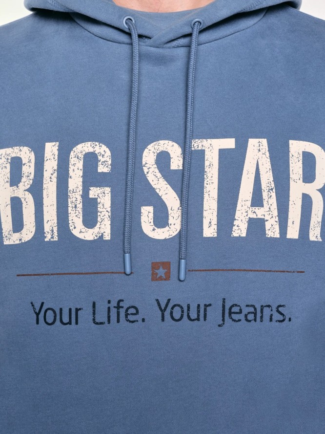 Bluza męska z kapturem z logo BIG STAR niebieska Ashlyno 402