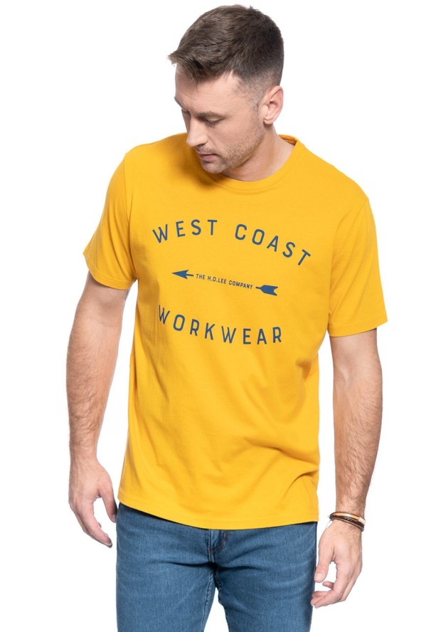 T-SHIRT MĘSKI LEE WORKWEAR TEE REGULAR FIT GOLDEN YELLOW L60BFENF 112113248