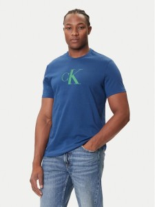 Calvin Klein Jeans T-Shirt Center Monogram LV04RC857G Niebieski Regular Fit