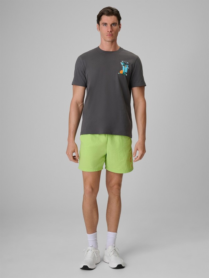 4F T-shirt regular z nadrukiem męski - szary XL