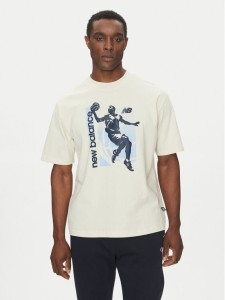 New Balance T-Shirt MT51605 Beżowy Oversize