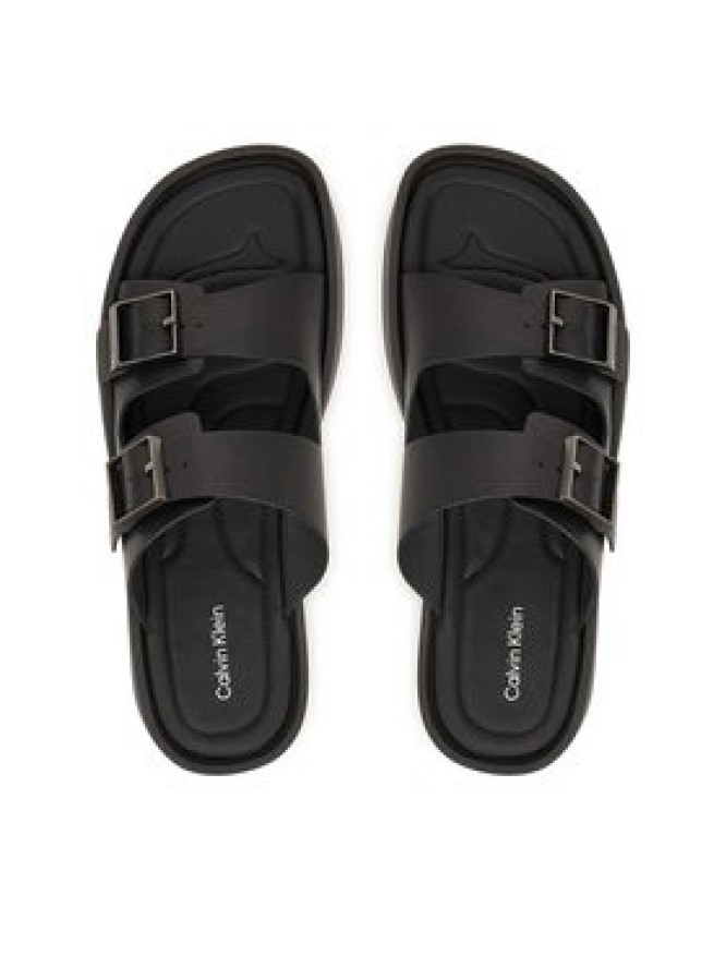 Calvin Klein Klapki Ergon Double Bar Sandal Lth HM0HM02097 Czarny