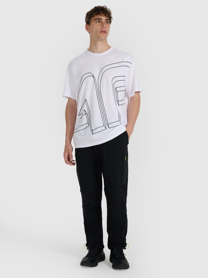 4F T-shirt oversize z nadrukiem męski - biały M