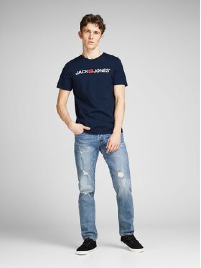 Jack & Jones T-Shirt Corp Logo 12137126 Granatowy Slim Fit