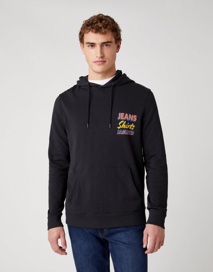 MĘSKA BLUZA WRANGLER HOODIE FADED BLACK W6E6IOXV6 112130731