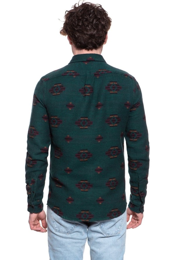 WRANGLER LS 1PKT FLAP SHIRT PINE W5A4BBG01 112130041