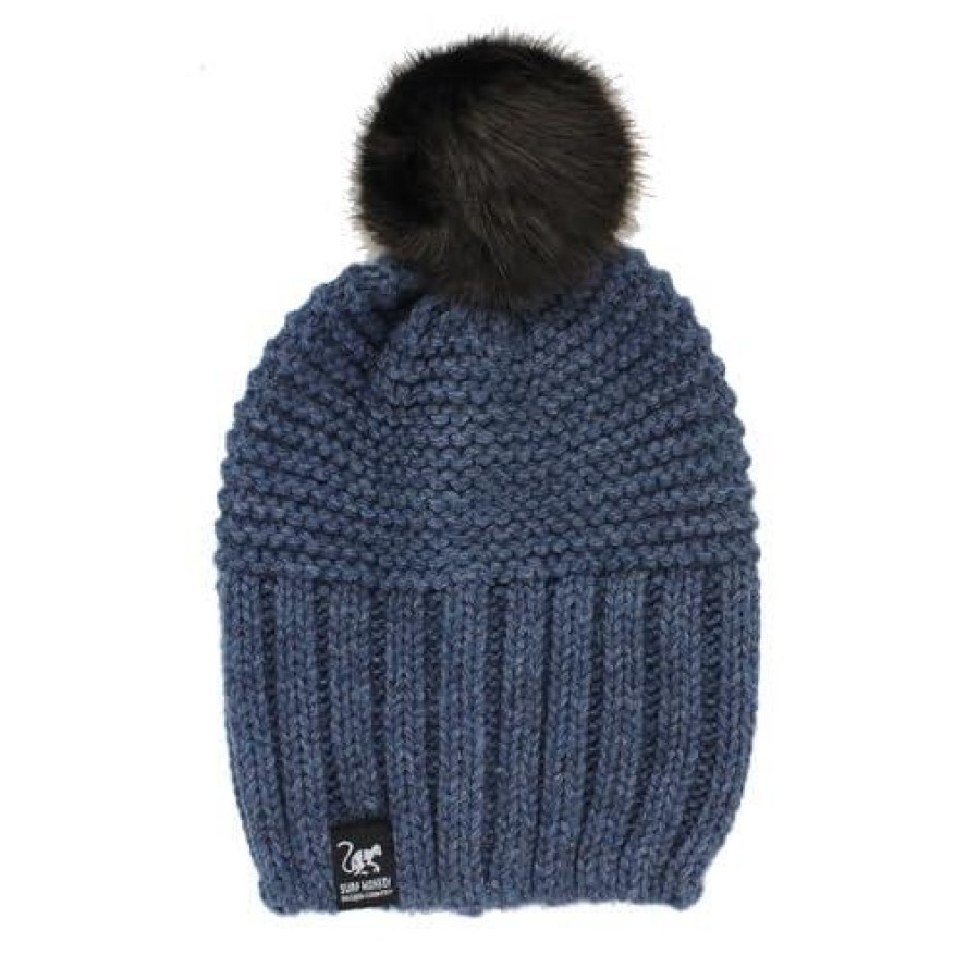 Czapka z pomponem – unisex – uniwersalny – wyprodukowano w UE (niebieska)