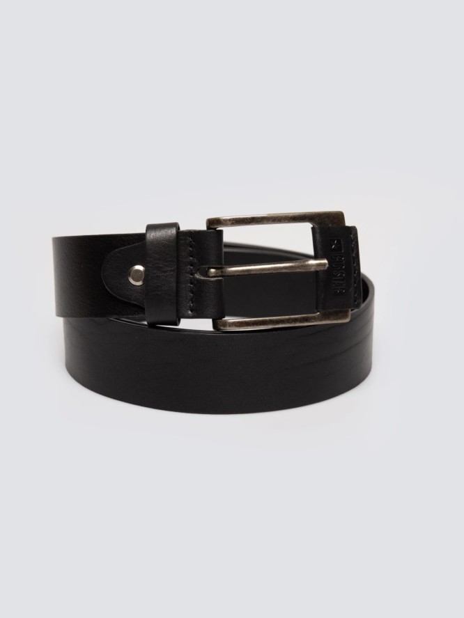 Pasek męski skórzany czarny Koren 906