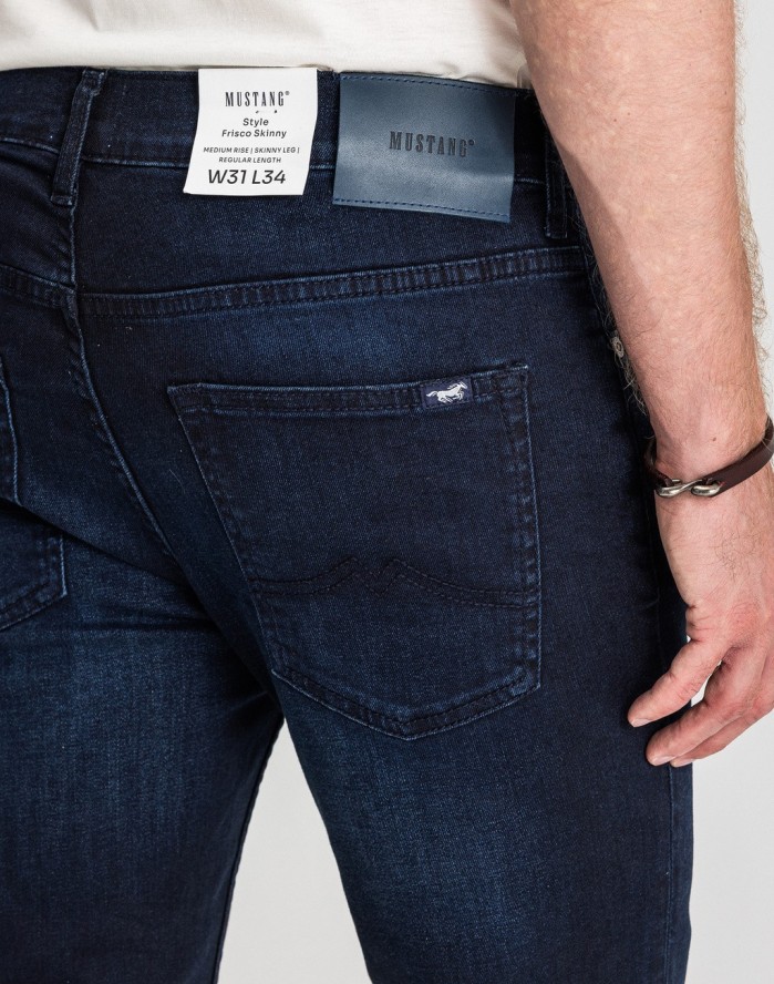 Męskie Spodnie Jeansowe Mustang Style Frisco Skinny Denim Blue 1017116 5000 801