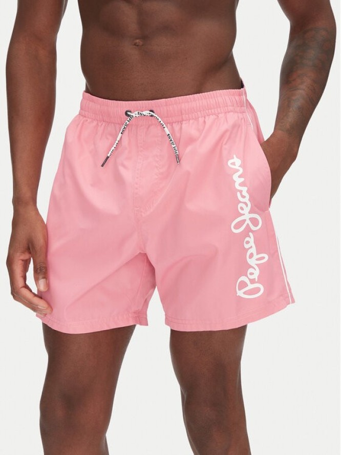 Pepe Jeans Szorty kąpielowe Logo PMB10419 Różowy Regular Fit