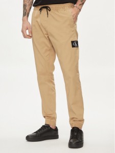 Calvin Klein Jeans Joggery Monologo Badge J30J325114 Beżowy Skinny Fit