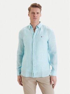 Tommy Hilfiger Koszula Bengal MW0MW42400 Turkusowy Regular Fit