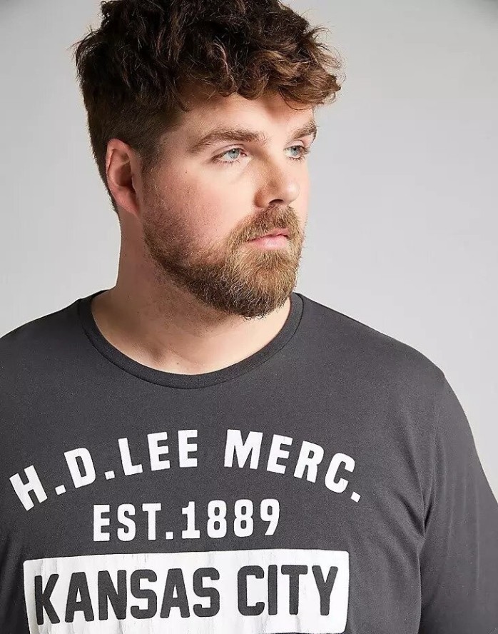 MĘSKI T-SHIRT LEE SS KANSAS CITY TEE WASHED BLACK L60TFEON 112113541