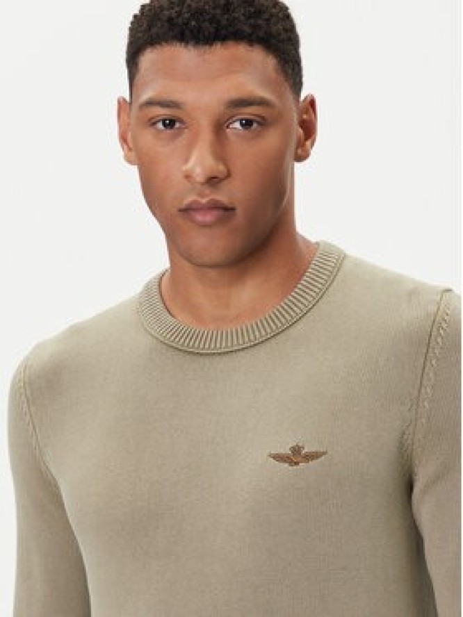 Aeronautica Militare Sweter 252MA1610UL00556 Khaki Regular Fit