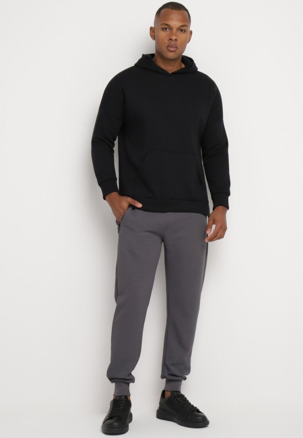 Ciemnoszare Spodnie Dresowe z Bawełną z Wysokim Stanem Arliera