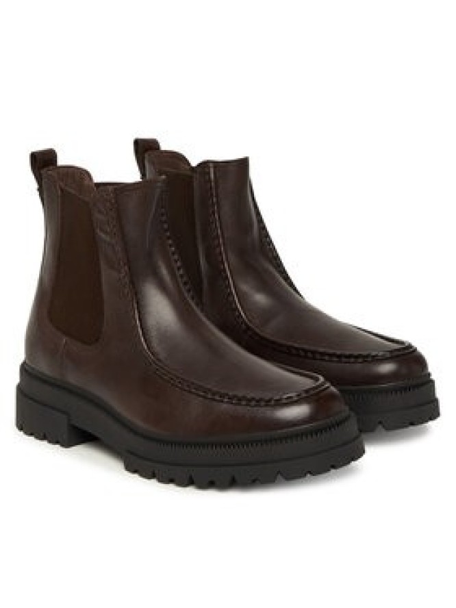 Tommy Hilfiger Sztyblety Th Chunky Dress Casual Chel FM0FM05763 Brązowy