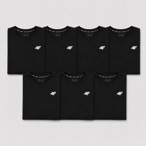KOMPLET KOSZULEK MĘSKICH 4F ZESTAW 7PAK T-SHIRT S TTSHM3341 CZARNY