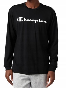 BLUZKA męska CHAMPION bawełniana czarna cienka longsleeve