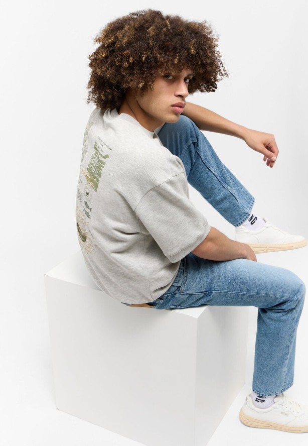 MĘSKA KOSZULKA MUSTANG T-shirt Alvarado Whisper White Melange 1015668 2078