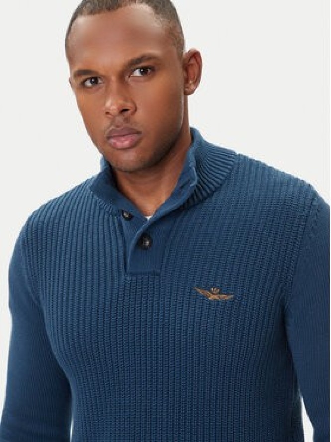 Aeronautica Militare Sweter 252MA1572UL00409 Niebieski Slim Fit