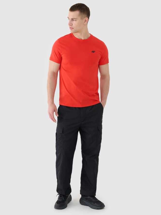 4F T-shirt regular gładki męski - czerwony M