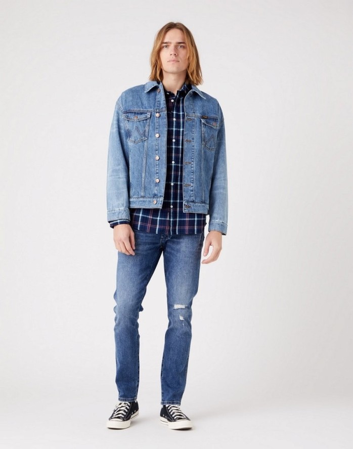 WRANGLER LARSTON MĘSKIE SPODNIE JEANSOWE DARK INDIGO W18S59X1E 112324510