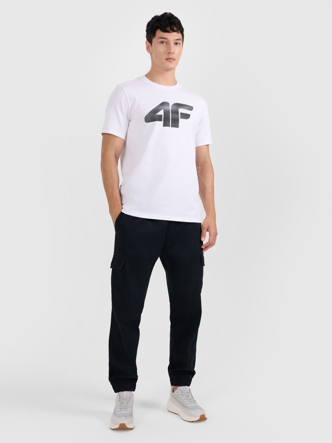 4F T-shirt regular z nadrukiem męski - biały M