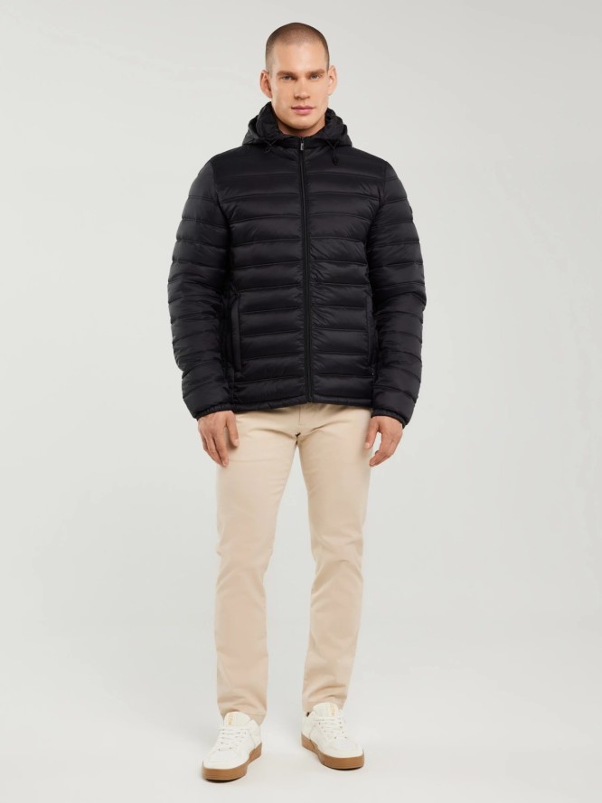 Kurtka męska pikowana z kapturem czarna Acarf 906