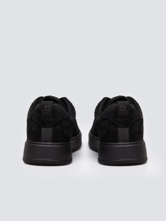 Sneakersy męskie ze skóry naturalnej zamszowej czarne OO174012 906