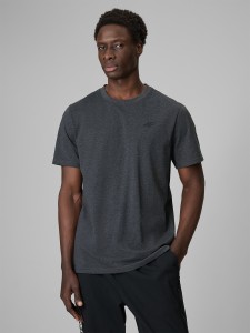 4F T-shirt regular gładki męski - szary XL