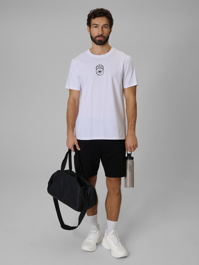 4F T-shirt regular z nadrukiem męski - biały L