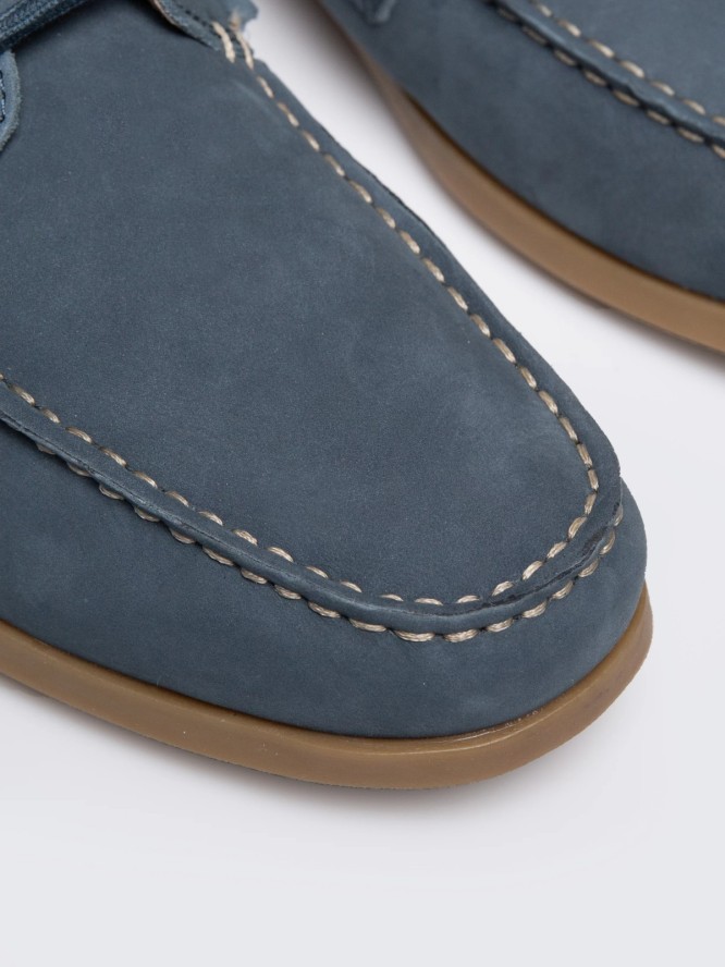 Mokasyny męskie ze skóry naturalnej granatowe RR174163 403