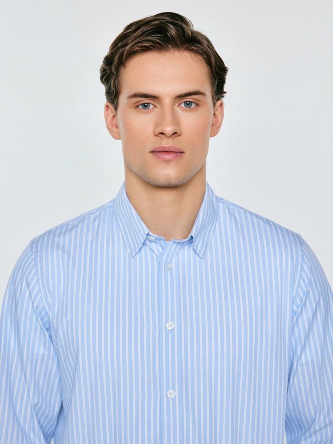 Koszula męska w prążek błękitna Gibinor 400