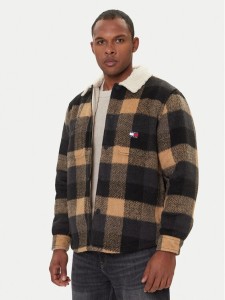 Tommy Jeans Kurtka przejściowa Check Teddy DM0DM22010 Beżowy Regular Fit