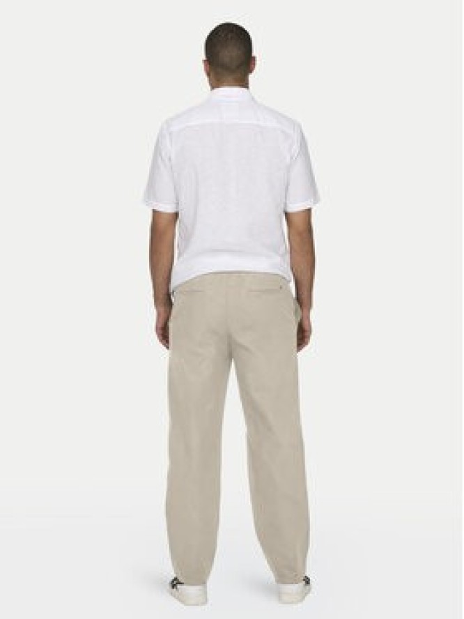 Only & Sons Spodnie materiałowe Sinus 22028267 Beżowy Loose Fit