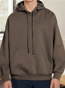 Bluza hoodie comfort fit - brązowy