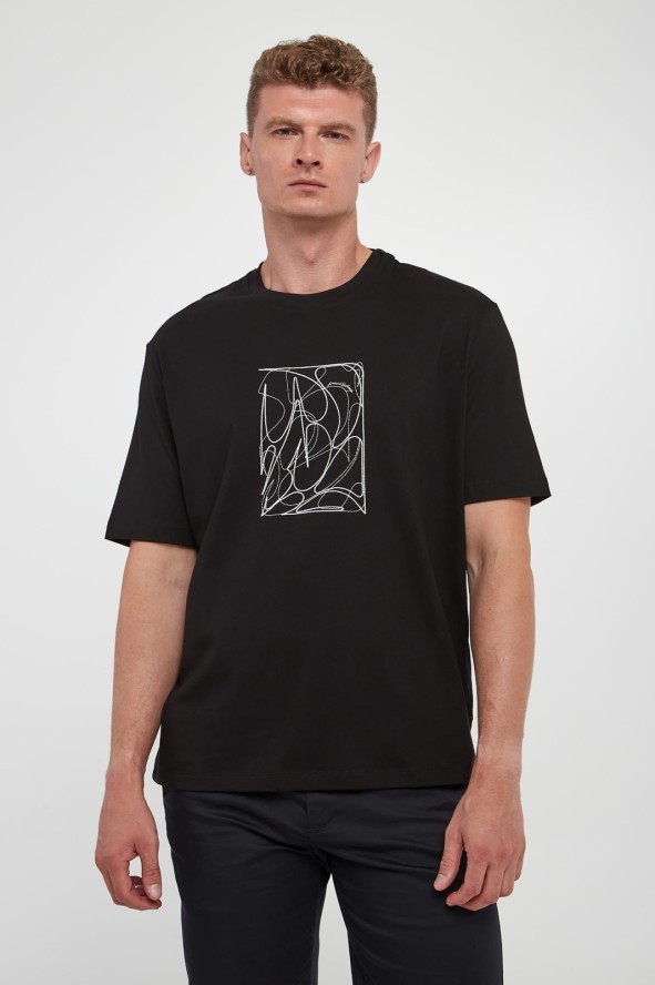 T-shirt męski z haftem ARMANI EXCHANGE