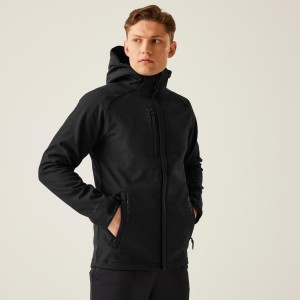 Męska kurtka z kapturem z podszewką softshell z odstraszaczem