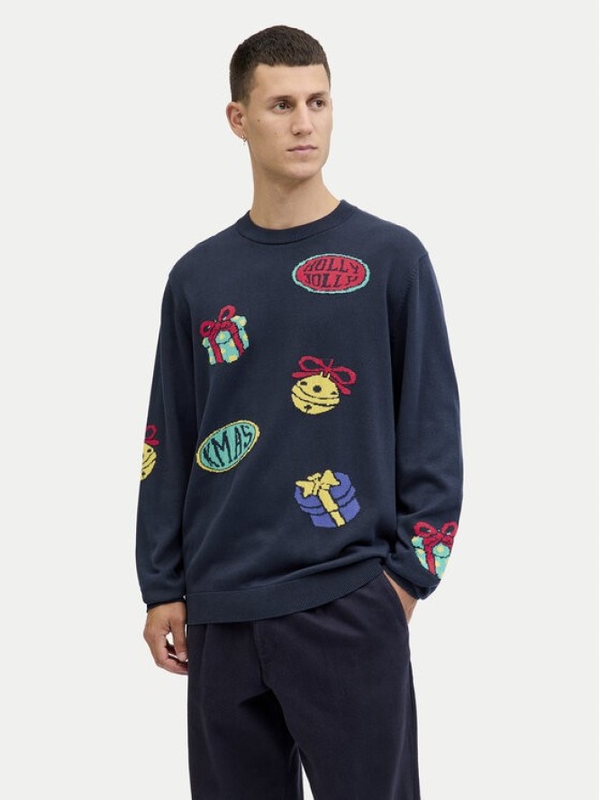 Jack & Jones Sweter Holiday 12287994 Granatowy Relaxed Fit