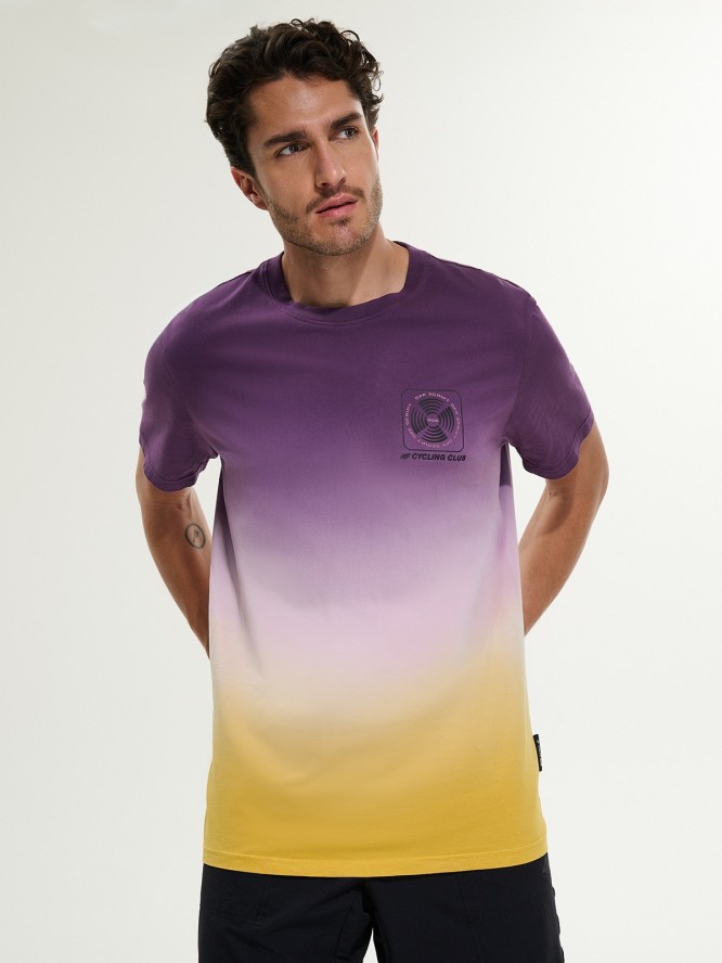 4F T-shirt relaxed z nadrukiem męski - fioletowy S