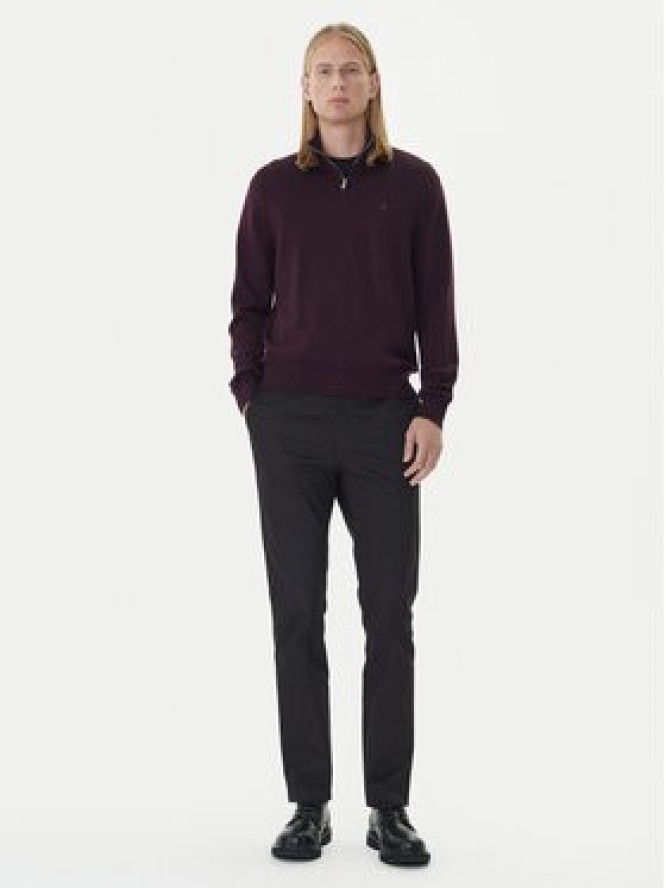Calvin Klein Sweter LV04LD318G Bordowy Regular Fit